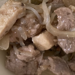 高野豆腐と豚肉とたまねぎと白滝の炒め煮